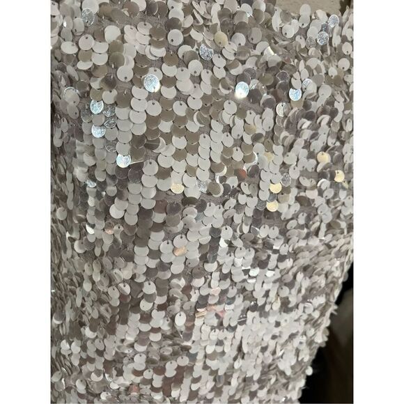 French Connection Snow Short Sleeve White Sequined Mini Dress Wedding Dress Size - Picture 2 of 4